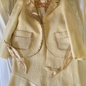 Vintage Rebecca Taylor Cream Set with Satin Trim